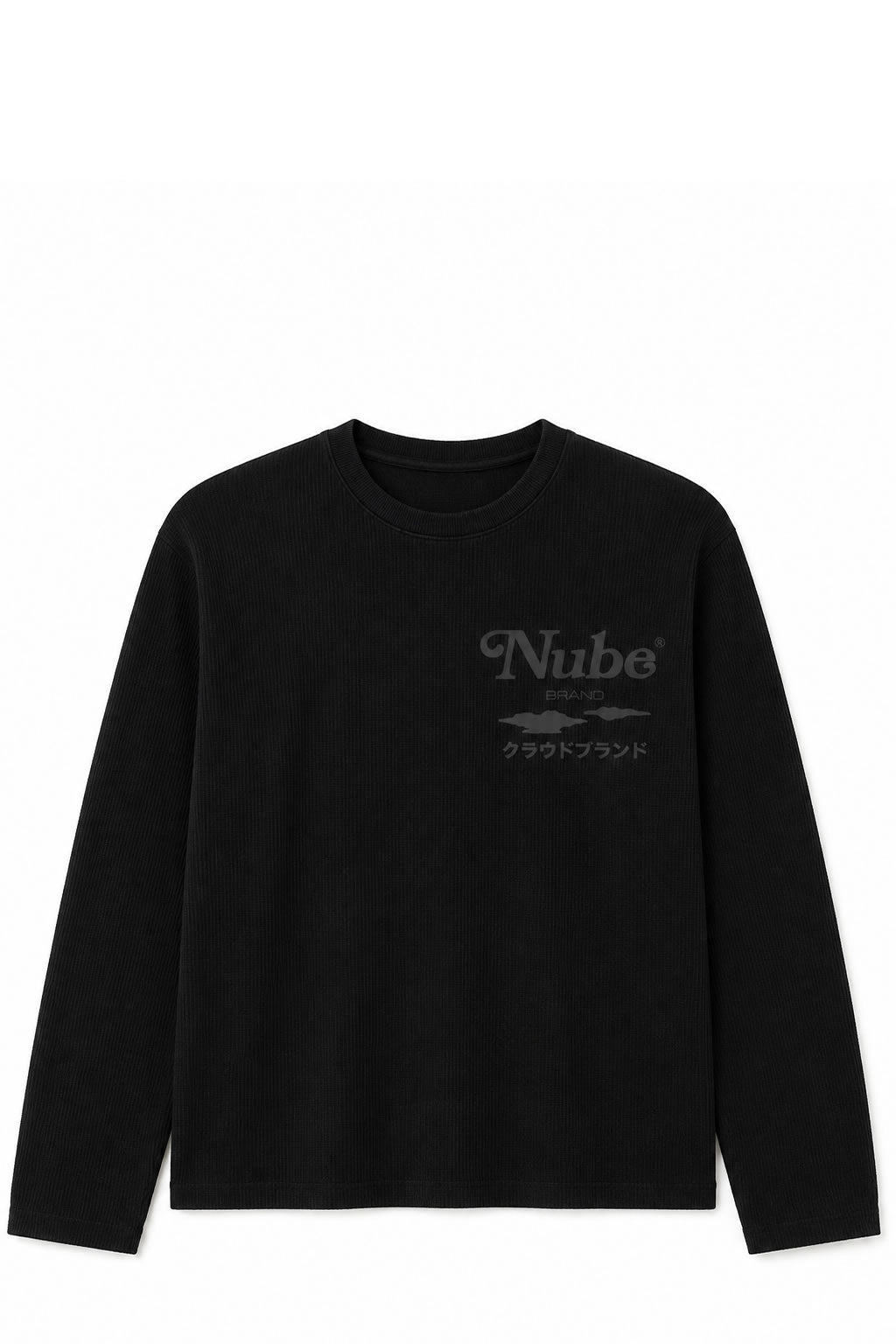 Polera Nube Japanese Logo Waffle Negra