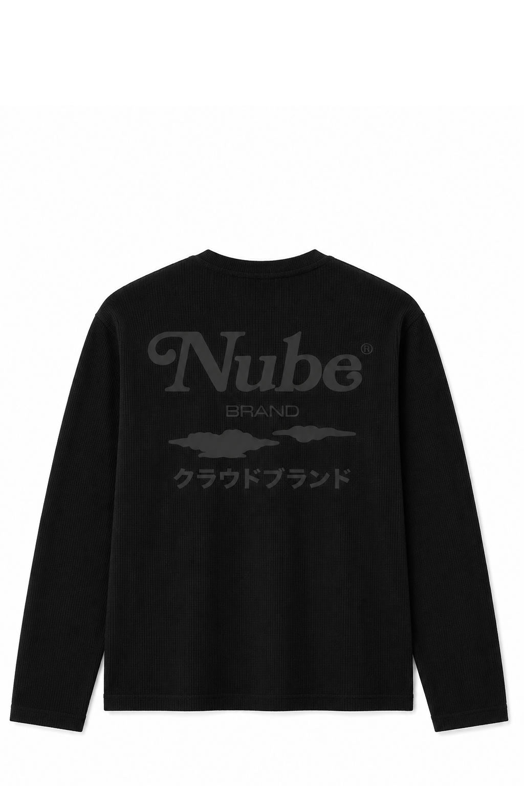 Polera Nube Japanese Logo Waffle Negra