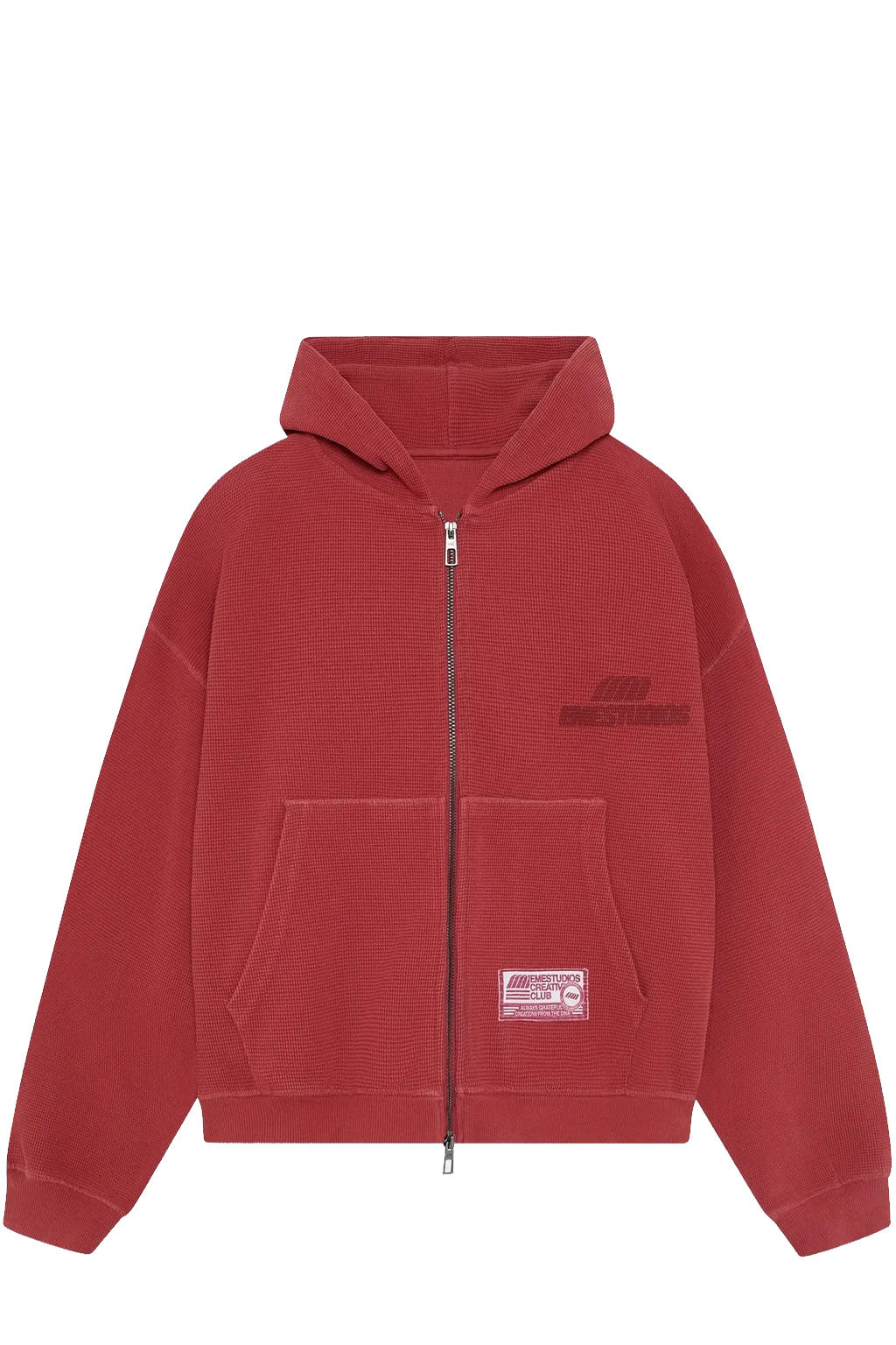 Poleron Emestudios Waffle Marsala Croped Boxy Zip